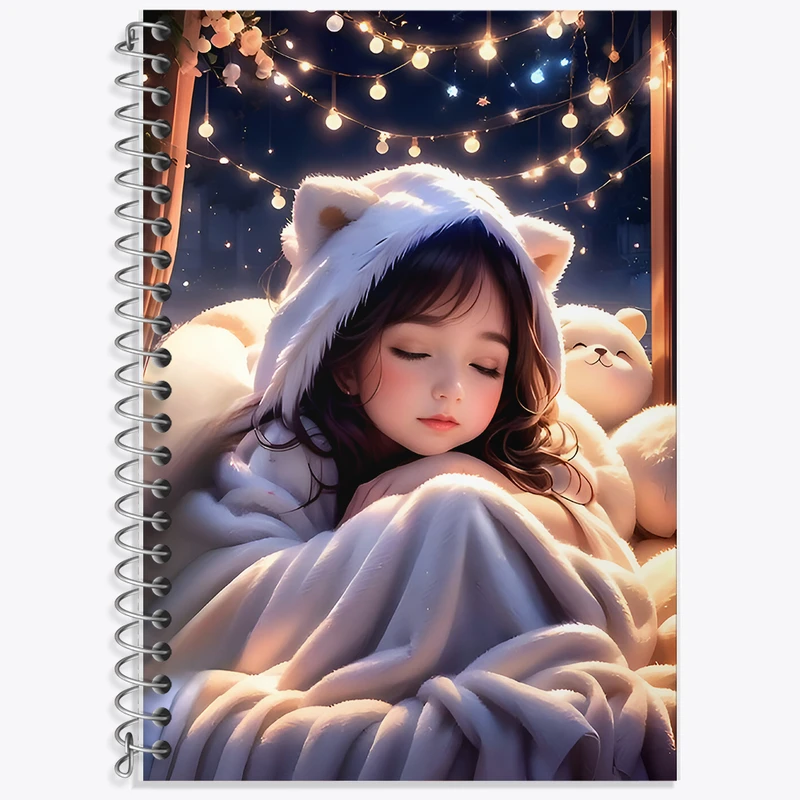 دفتر زبان 50 برگ خندالو مدل دو خط طرح دخترانه کد F7869