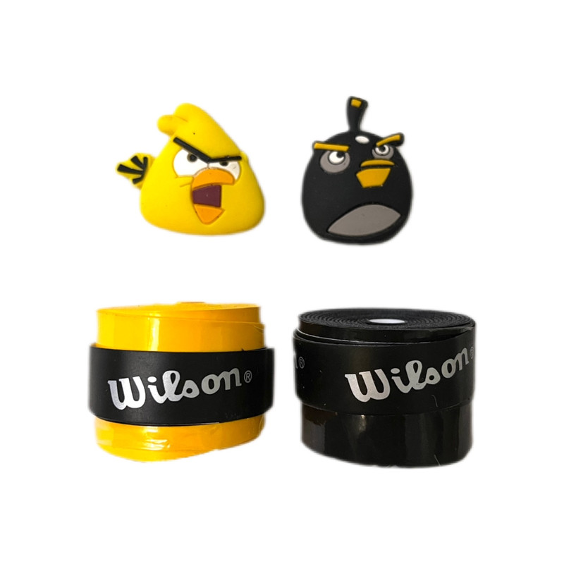 اور گریپ و  ضربه گیر راکت تنيس ویلسون مدل COMFORT PRO ANGRY BIRDS03 بسته 4 عددي