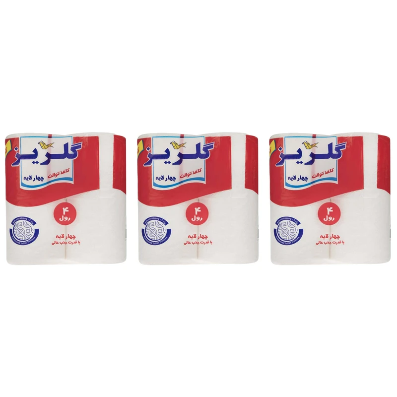دستمال توالت گلریز مدل B10 سه بسته 4 عددی