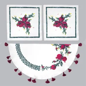 رومیزی مدل انارستان کد anar401A2 به همراه کاور کوسن مجموعه 3 عددی