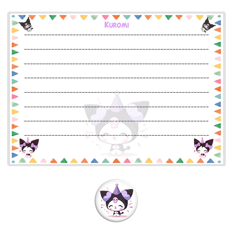 تخته وایت برد مدل کرومی طرح آموزش جدول ضرب  کد kuromi سایز 20x30 سانتی متر به همراه مگنت مجموعه 2 عددی