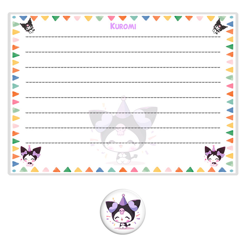 تخته وایت برد مدل کرومی طرح آموزش جدول ضرب  کد kuromi سایز 20x30 سانتی متر به همراه مگنت مجموعه 2 عددی