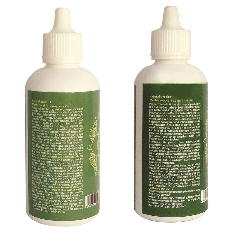 روغن تقویت کننده مو، مژه و ابرو مرهم یاب مدل شنبلیله و نعنا فلفلی حجم 80 میلی لیتر مجموعه 2 عددی روغن تقویت کننده مو، مژه و ابرو مرهم یاب مدل شنبلیله و نعنا فلفلی حجم 80 میلی لیتر مجموعه 2 عددی