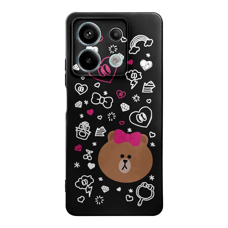 کاور قاب گارد طرح خرس لاین دخترانه کد f9136 مناسب برای گوشی موبایل شیائومی Redmi Note 13 5G