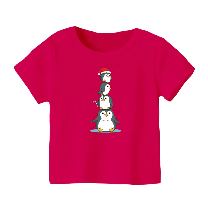 تی شرت آستین کوتاه بچگانه مدل پنگوئن کریسمس کد 6