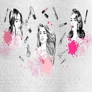 پوستر دیواری سه بعدی مدل دیوار آجری دختر سشوار DVRF1950