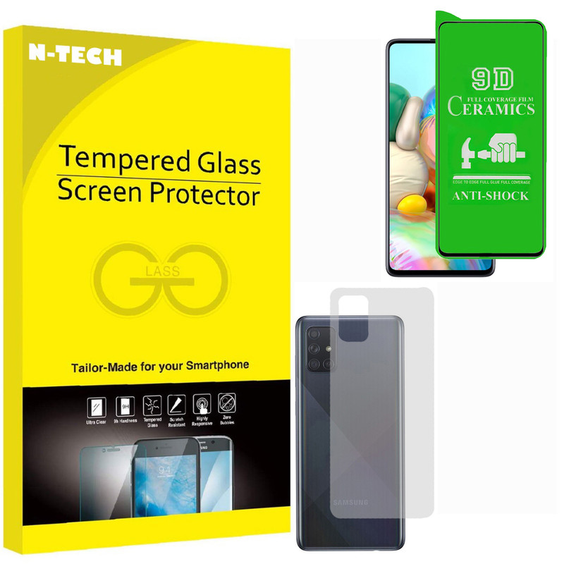  محافظ صفحه نمایش سرامیکی انتک مدل CRBKM-01 مناسب برای گوشی موبایل سامسونگ Galaxy A71 به همراه محافظ پشت گوشی 