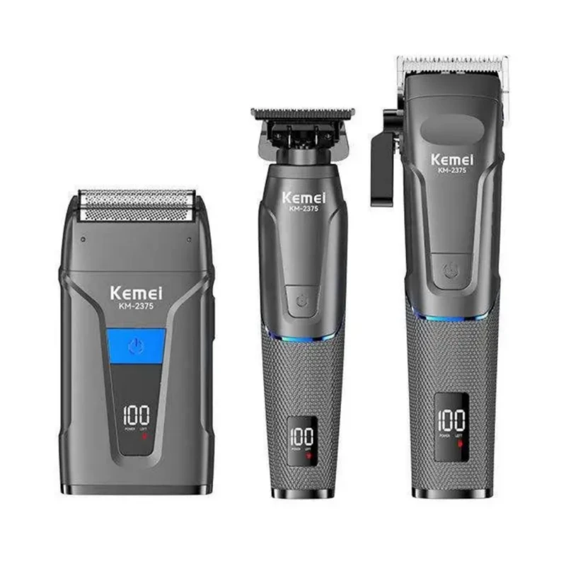 ماشین اصلاح موی سر و صورت شارژی کیمی مدل KM-2375 3in1  مجموعه 3 عددی