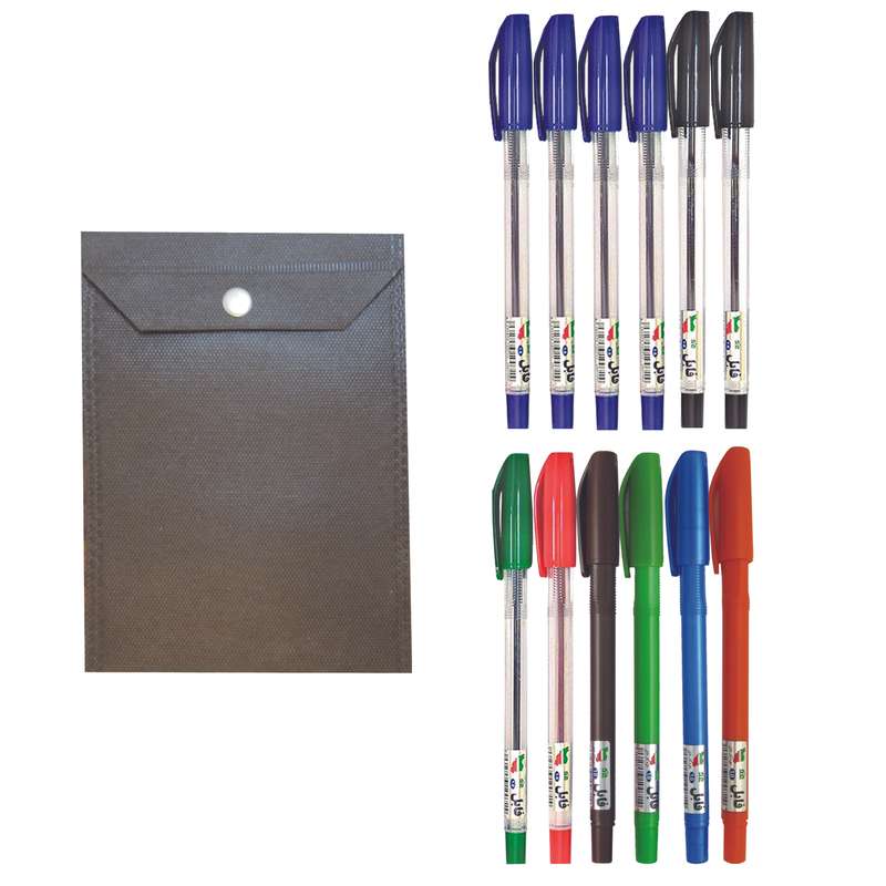 خودکار فابل مدل Sheean کد FA01 بسته 12 عددی به همراه پوشه دکمه دار