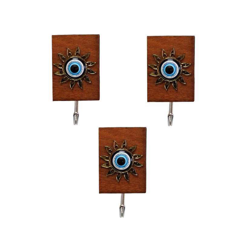 آویز حوله هوک مدل چشم و نظر خورشیدی کد 2 بسته 3 عددی
