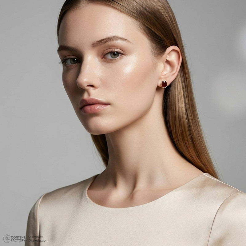 گوشواره میخی طلا 18 عیار زنانه تاج مدل M15 - 2