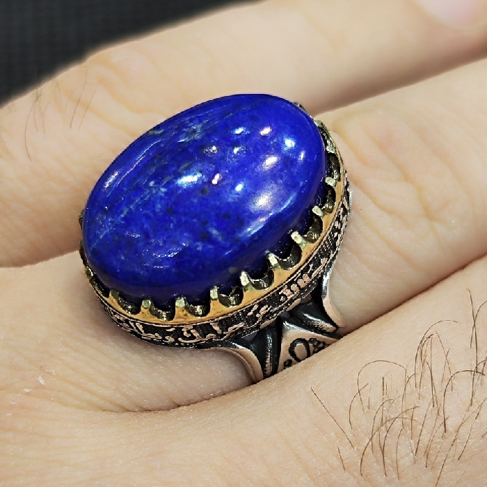 انگشتر نقره مردانه مدل سنگ لاجورد کد 25