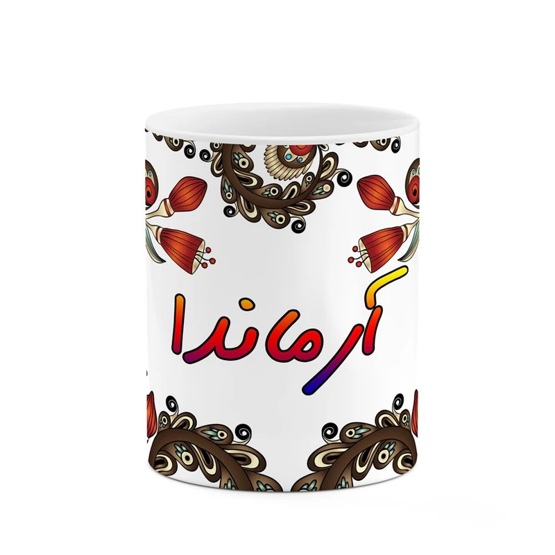 ماگ کاکتی مدل اسم آرماندا طرح سنتی گل و بته کد mgh43492