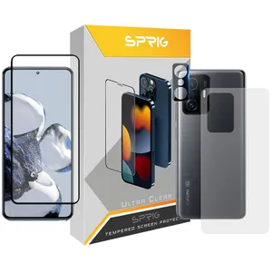 محافظ لنز دوربین اسپریگ مدل 3D-FUBK مناسب برای گوشی موبایل شیائومی Mi 11T / 11T pro به همراه محافظ پشت گوشی و محافظ صفحه نمایش گوشی
