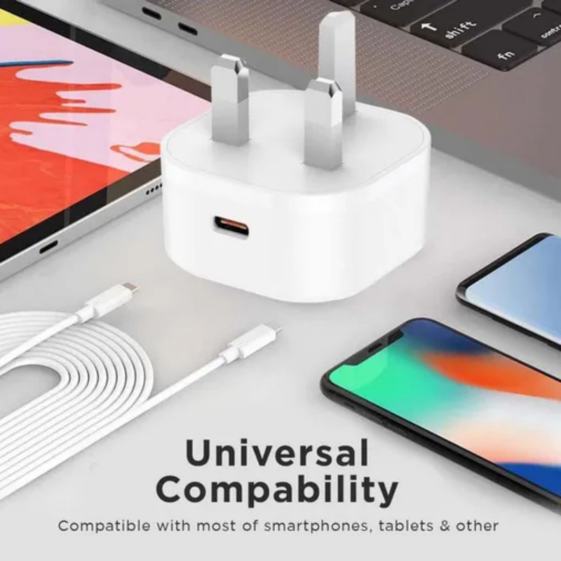 شارژر دیواری 20 وات بودی مدل AC361UTLWS به همراه کابل تبدیل USB-C به لایتنینگ