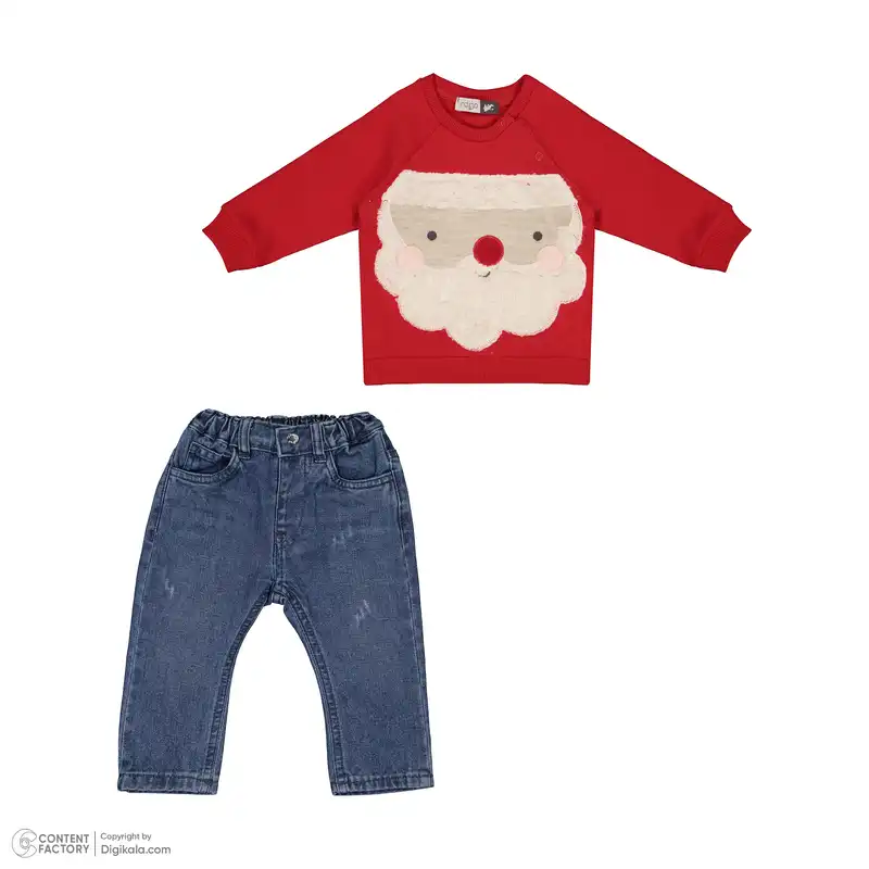 ست سویشرت و شلوار نوزادی پسرانه ایندیگو مدل 22216 رنگ قرمز