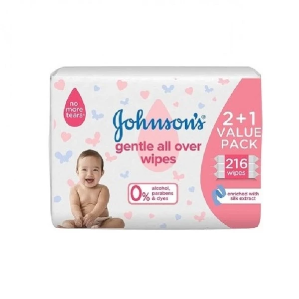 دستمال مرطوب کودک جانسون مدل gentle all over بسته 216 عددی