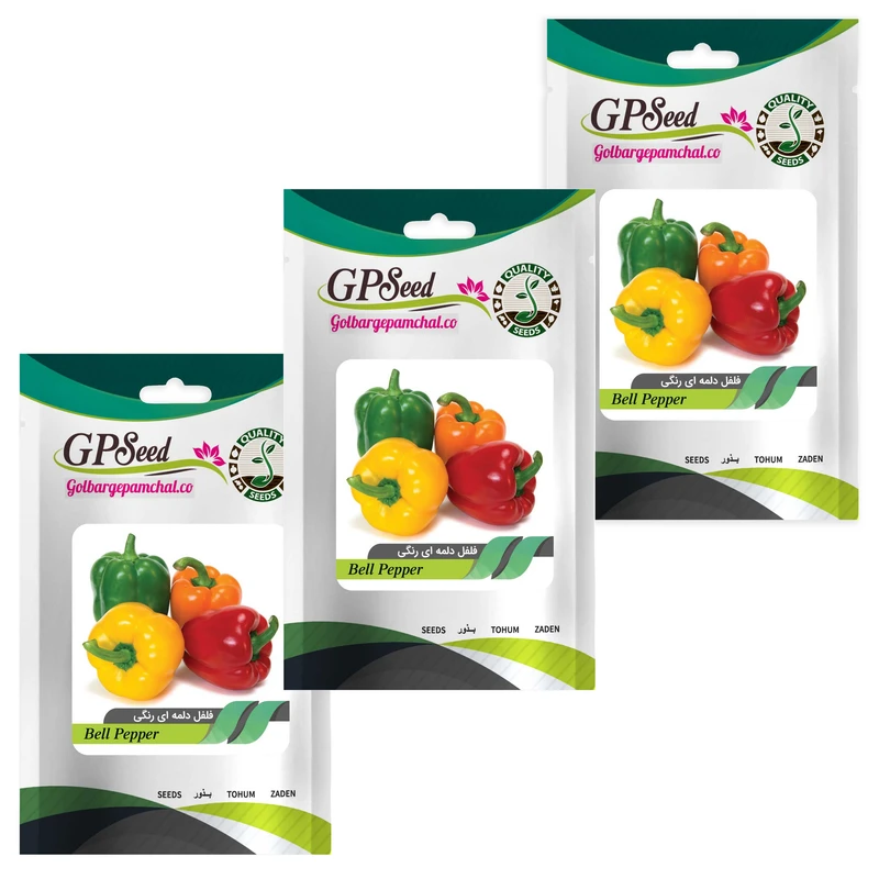 بذر فلفل دلمه ای رنگی گلبرگ پامچال کد GPF-161 مجموعه 3 عددی