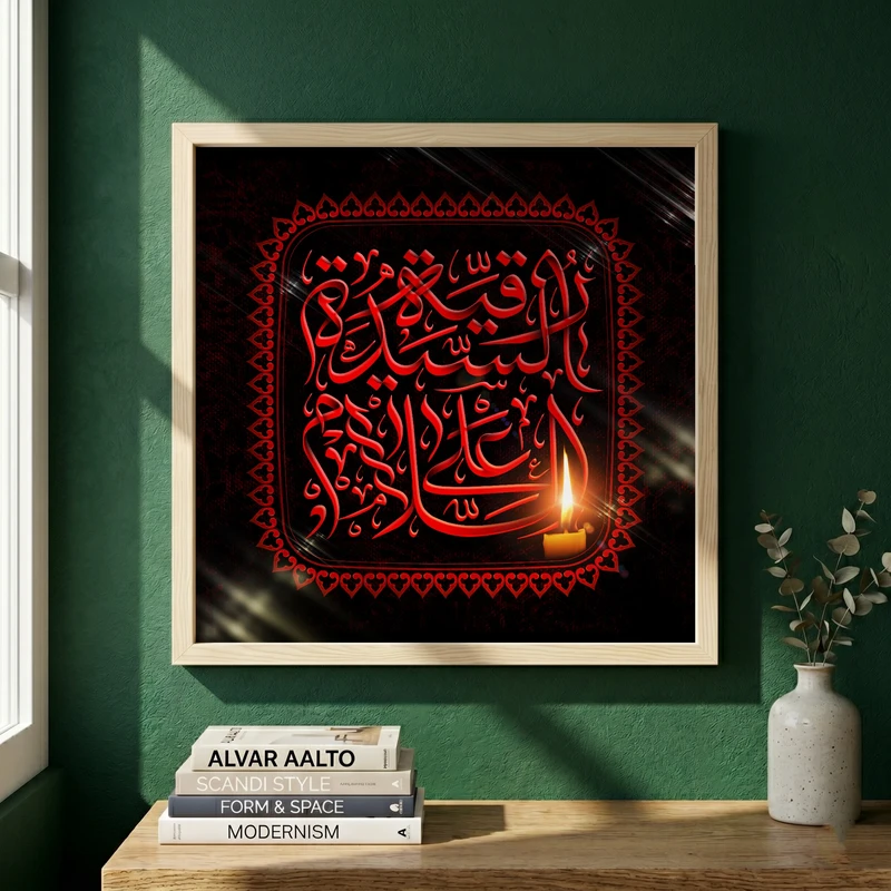 تابلو طرح شهادت حضرت رقیه (س) مدل G14410 فریم کرم روشن