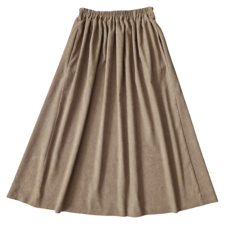 دامن چین‌دار زنانه مدل مخمل کبریتی جیب مخفی کد 1