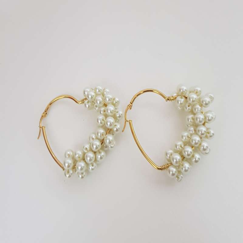 گوشواره دخترانه مدل مرواریدی قلبی