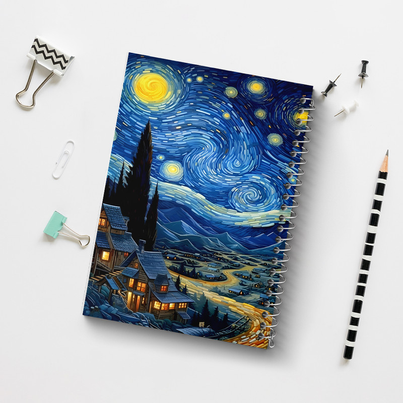 دفتر مشق 100 برگ خندالو طرح شب پر ستاره کد F5092