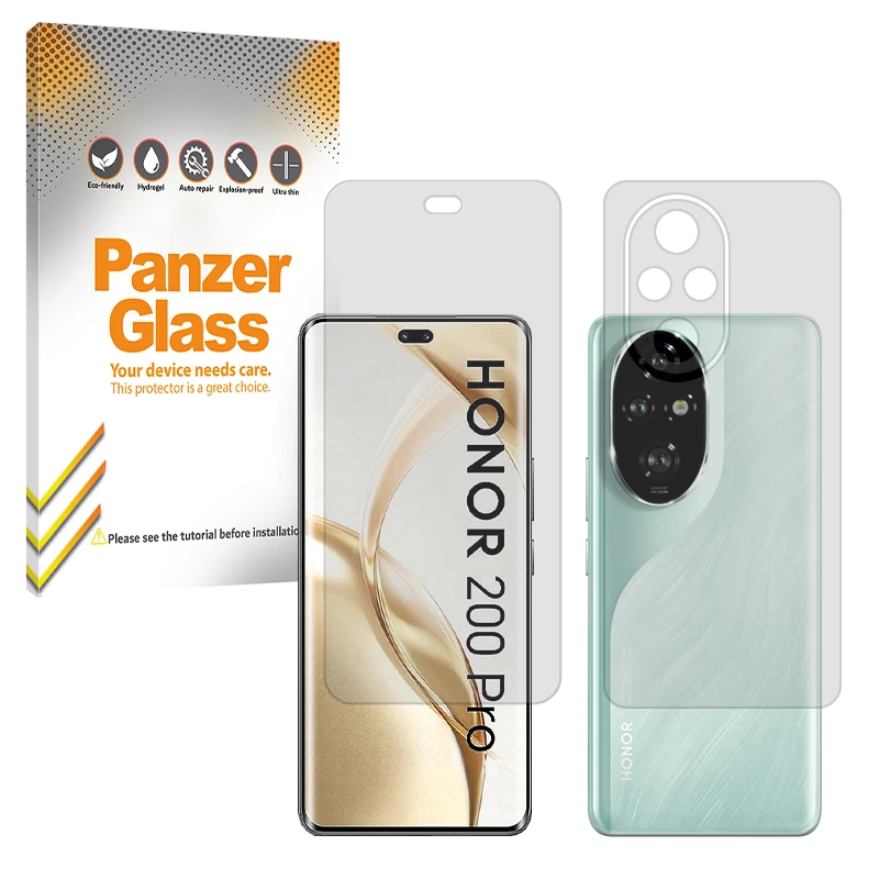 محافظ صفحه نمایش شفاف پنزر گلس مدل Resistant مناسب برای گوشی موبایل آنر 200 Pro به همراه محافظ پشت گوشی 