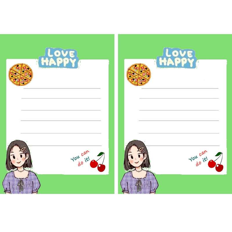 کاغذ یادداشت مدل Love Happy طرح گیلاس فانتزی چهل برگی بسته دو عددی