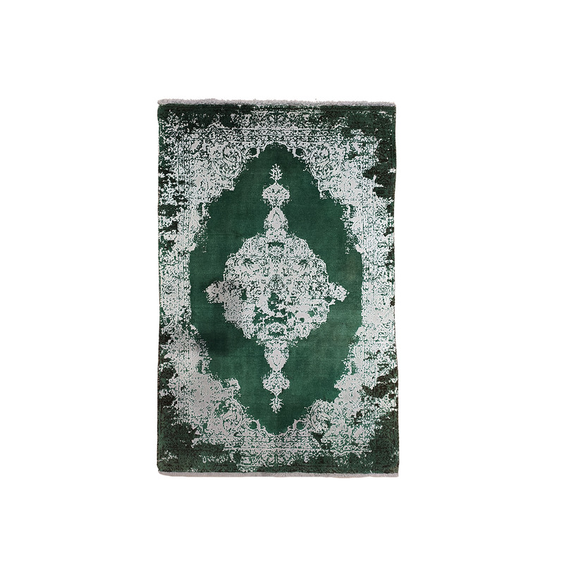 فرش دستبافت یک و نیم متری طرح لچک ترنج جنگل