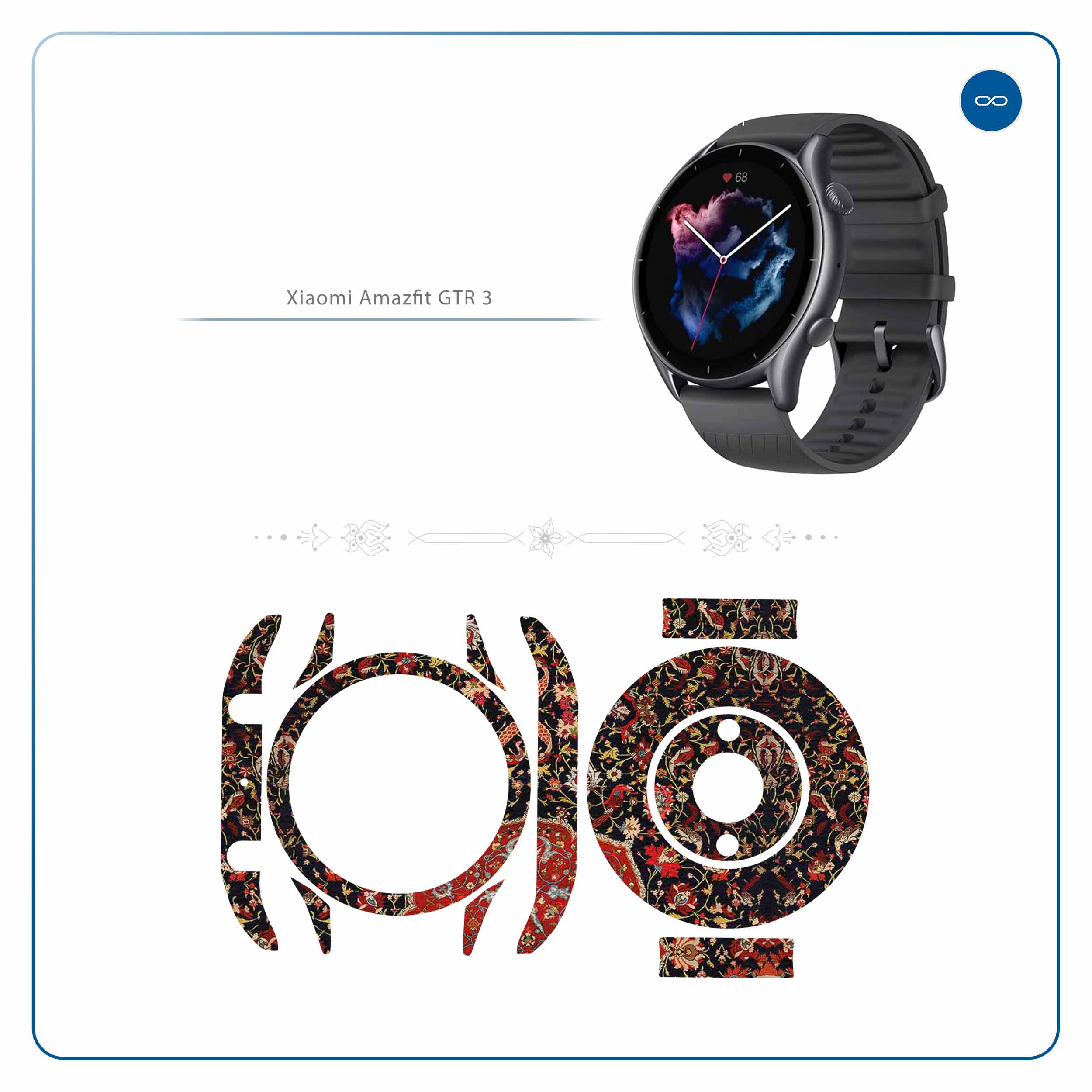 برچسب ماهوت طرح Iran-Carpet6 مناسب برای ساعت هوشمند آمازفیت GTR 3