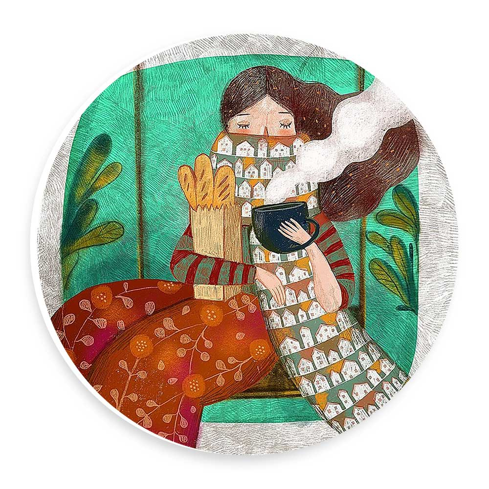 دیوارکوب طرح دختر و فنجان چایی مدل wtb321