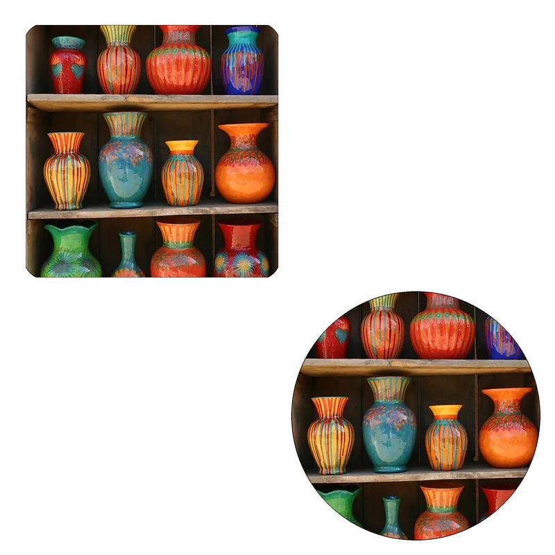 مگنت طرح ظروف سفالین رنگی کد M1 به همراه زیر لیوانی