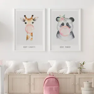 تابلو کودک و سالی وود طرح زرافه و پاندا بادکنکی کد T112601 مجموعه 2 عددی