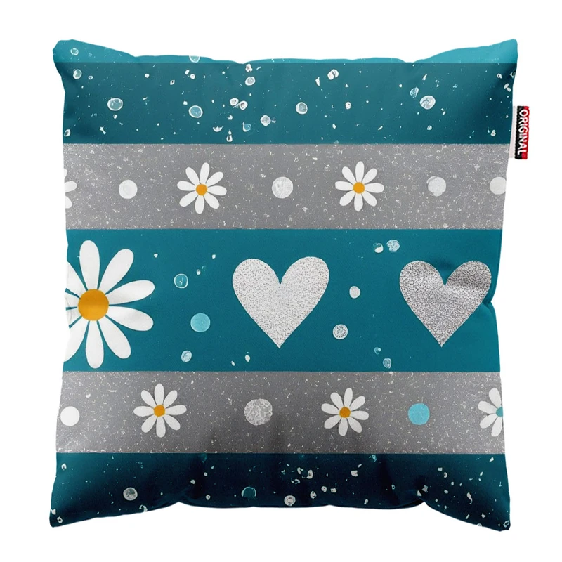  کوسن پاد آفرین طرح گل و قلب کد 1370 سایز 30*30 سانتی متر