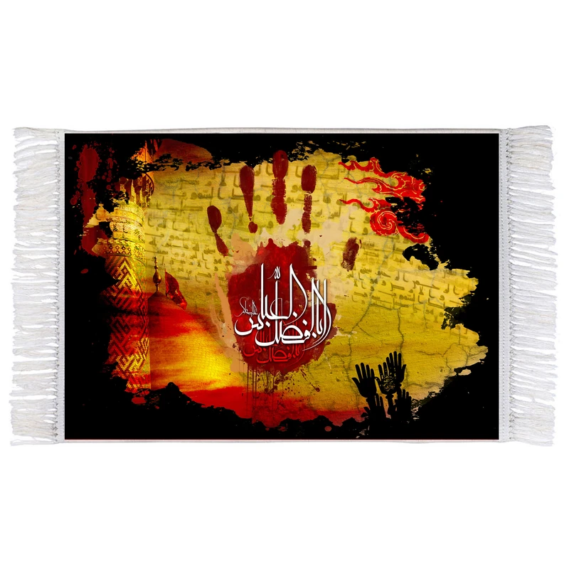 فرش ماشینی دیوارکوب اطلس آبی مدل اباالفضل عباس کد T4608