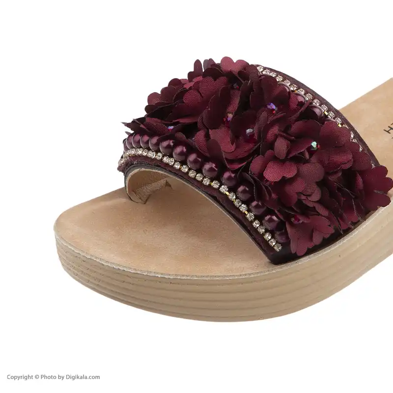 دمپایی زنانه شیما مدل شکوفهرنگ زرشکی