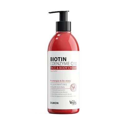 کرم مرطوب کننده دست و صورت دیلمون مدل BIOTIN مناسب انواع پوست حجم 350 میلی لیتر