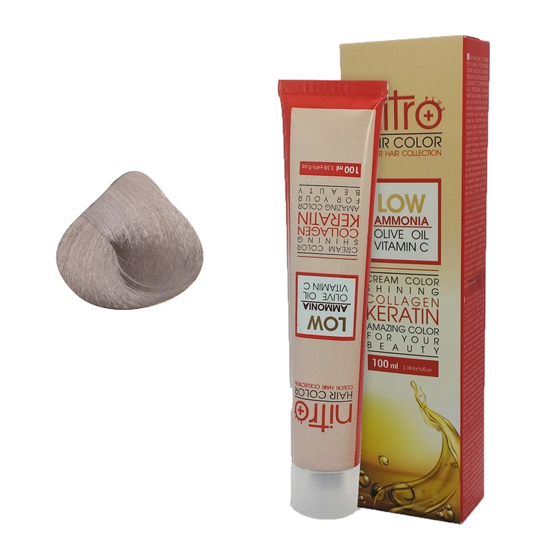 رنگ مو نیترو پلاس شماره 10.2 حجم 100 میلی‌لیتر رنگ بلوند دودی نقره ای