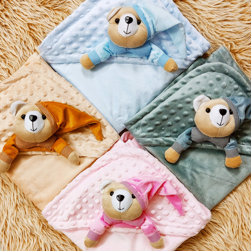 پتوی نوزاد مدل خرس کلاه دار کد 3 سایز 77×80 سانتی متر