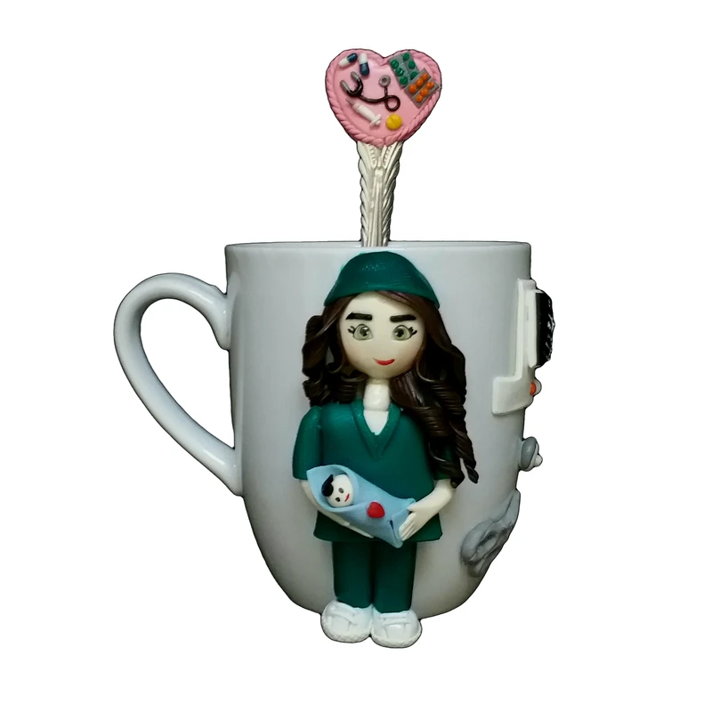 ماگ سرامیکی مدل پرستار نوزاد کد 01131 به همراه قاشق