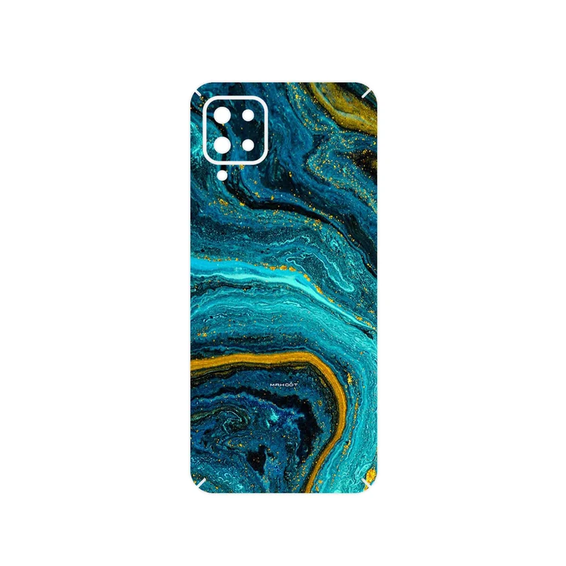 برچسب پوششی ماهوت مدل Turquoise marblewith golden streaks مناسب برای گوشی موبایل سامسونگ Galaxy A12