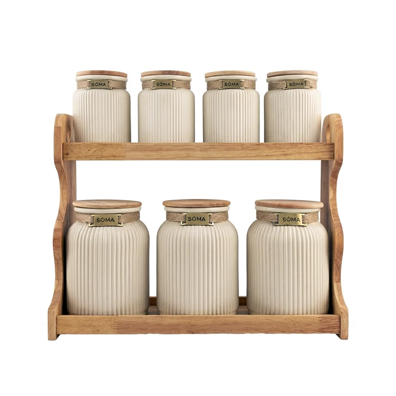 جای ادویه 7 پارچه سوما مدل so-4016 به همراه استند چوبی