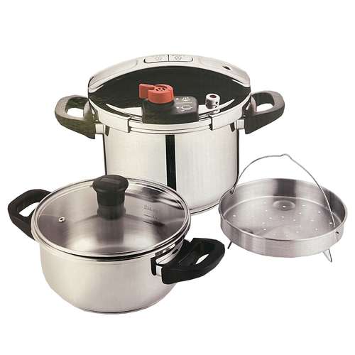 زودپز دوقلو کرکماز مدل 733 گنجایش 7 و 5 لیتر به همراه بخار پز