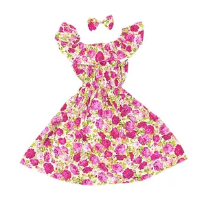 ست پیراهن و گیره مو دخترانه مدل گل