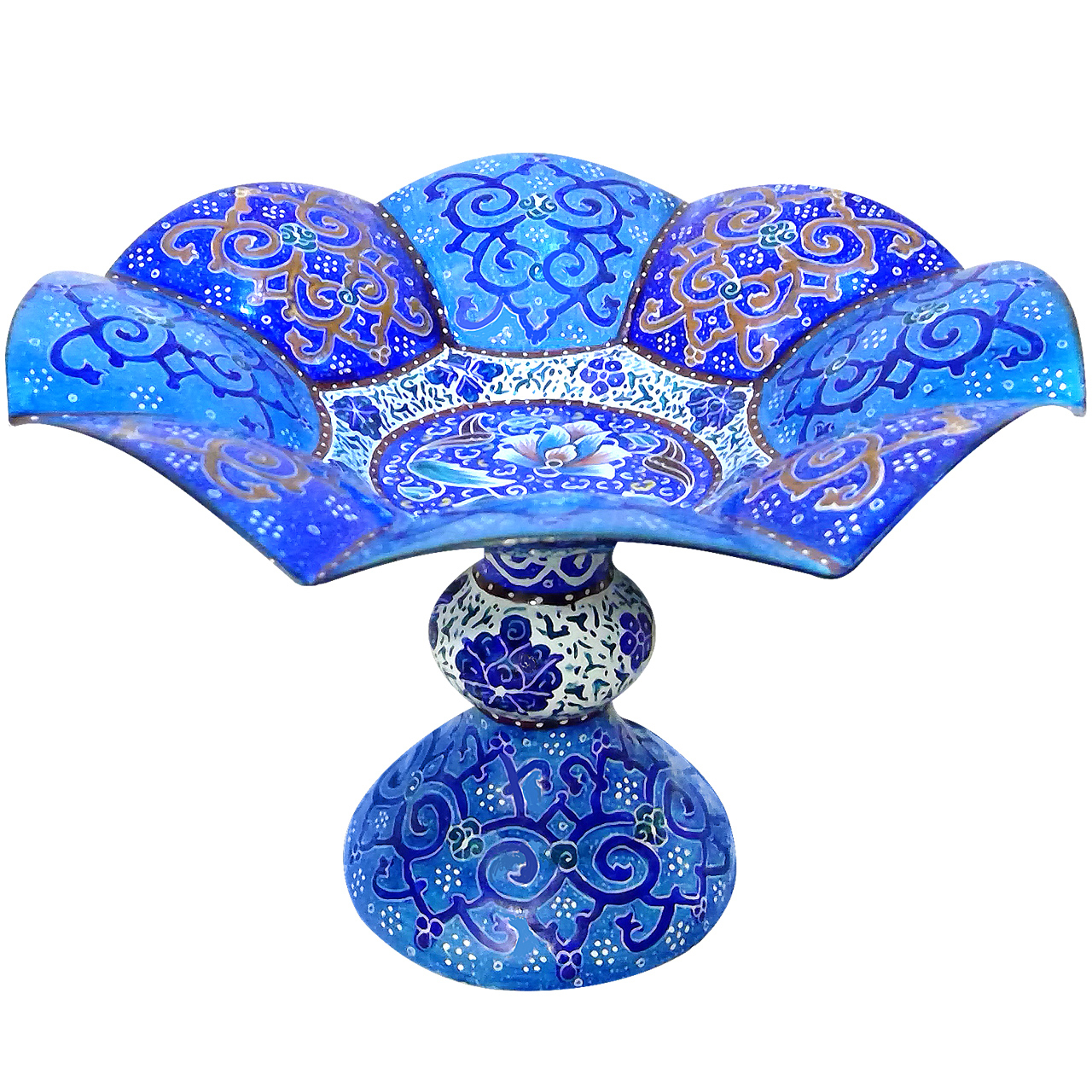  شیرینی خوری میناکاری آسمانی طرح گلبرگ فیروزه مدل M-Conf-18-K1015