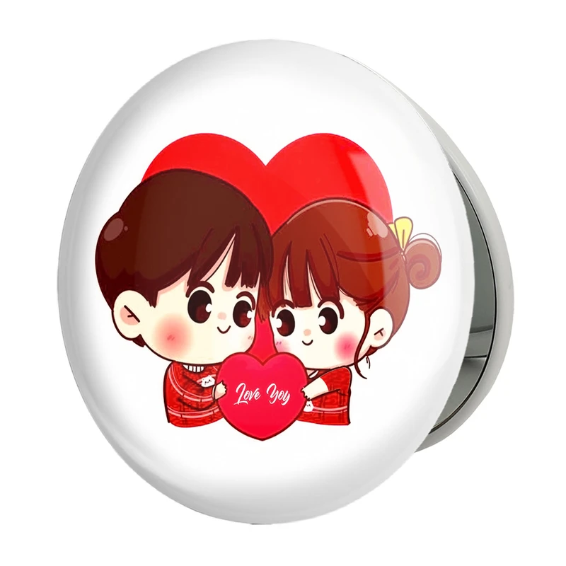 آینه جیبی خندالو طرح عاشقانه مدل تاشو کد 27102 