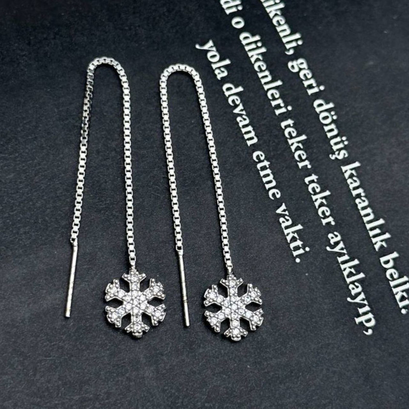 گوشواره نقره زنانه مدل بخیه برفی RZZDEH-031