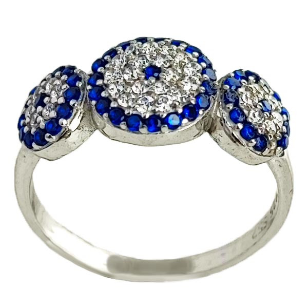 انگشتر نقره زنانه مدل چشم نظر سه چشم کد RS2044