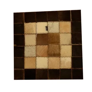 رومیزی کلاژ چرم و پوست مدل مربعی شطرنجی کد 005