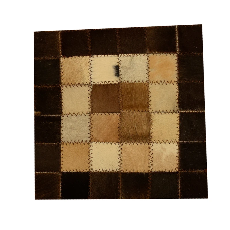 رومیزی کلاژ چرم و پوست مدل مربعی شطرنجی کد 005